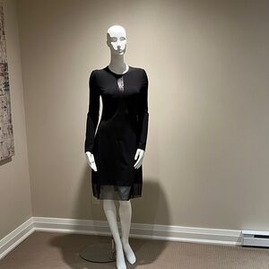 Marie Saint Pierre Scuba Black Long Sleeve Dress